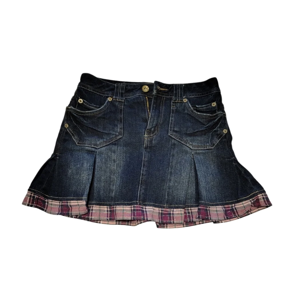 Nwot Justice Dark Blue Ruffled Purple Plaid Mini Skirt Size 12 Regular Girls